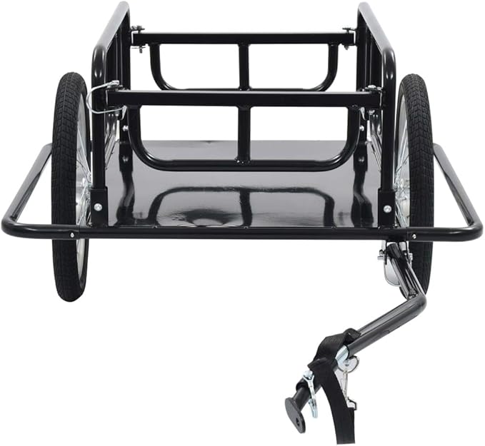 Bike Cargo Trailer, Bicycle Cart Wagon, 110.2 lb Max Load Steel Frame Heavy Duty for Carrying Stuff Luggage Plants Tools, 51.2"x28.7"x19.7" Black