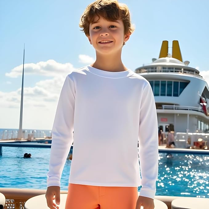 INGEAR Boys' Rash Guard UPF 50+ Swim Shirt - Lightweight, Quick-Dry, Durable Sun Protection for Swimming, Sizes XS-XL