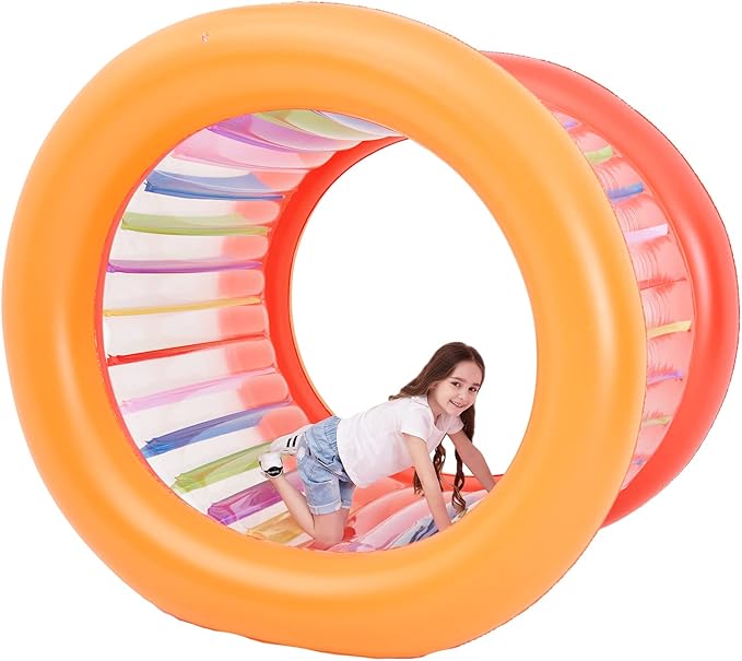 73" Diameter Inflatable Giant Colorful Rolling Wheel for Outdoor Backyard Lawn