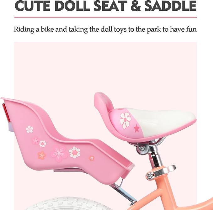 Glerc Petal Girls Bike, 12-18 Inch Kids Bike for Ages 2-9 Years Old Children, Princess Style Kids Bicycle with Training Wheels & Basket & Streamers, Multiple Colors