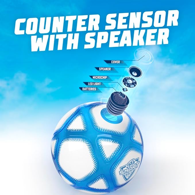 Official SBCB1-A2 Interactive Soccer Training Ball w/Pump - Gift f/Boys & Girls, Counting Ball w/Bright Lights and Voice Sounds - Tracks up to 100 Kicks w/Speaker - Size 5-2 Play Modes