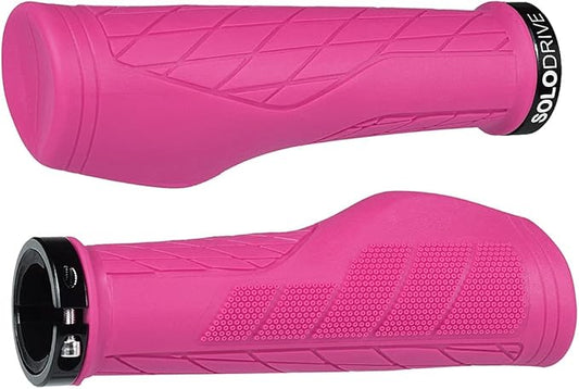 SOLODRIVE Ergonomic Design Mountain Bike Grips, Comfortable Bicycle Handlebar Grips, Single Lock-on and Non-Slip MTB Handle, Fit MTB, E-Bike, Hybrid, Scooter