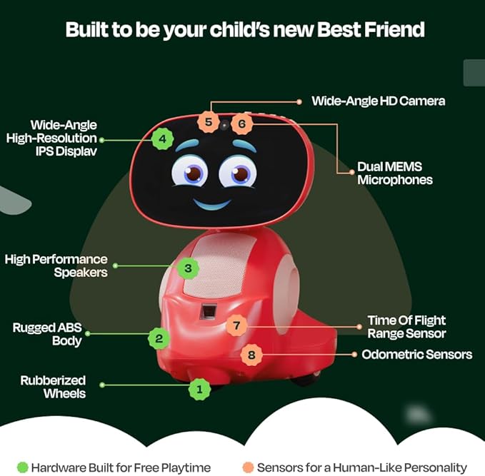 Miko 3 AI Robot for Kids – Smart Educational & STEAM Learning Robot with Interactive Apps, Games, Stories & Activities for Girls & Boys Ages 5–10 | Red