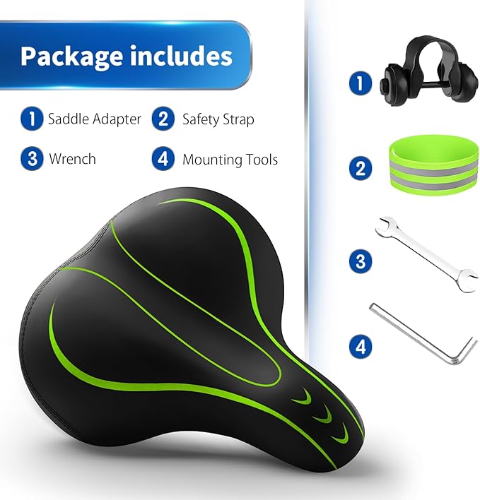 Xmifer Oversized Bike Seat, Comfortable Bike Seat - Universal Replacement Bicycle Saddle - Waterproof Leather Bicycle Seat with Extra Padded Memory Foam - Bicycle Seat for Men/Women