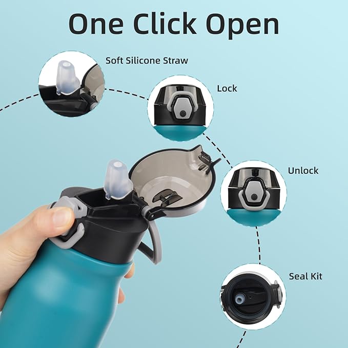 BJPKPK Stainless Steel Insulated Water Bottle with Straw Lid 25oz Reusable Metal Thermal Flask Bottles Keep Cold and Hot,Laguna