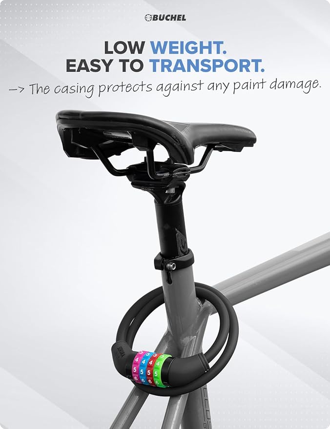 Bike Locks Cable for Kids - Colorful & Keyless - Secure Your Child's Bike - Easy-to-Use Bicycle Accessory, High Security 5 Digit Resettable Combination Coiling Bicycle Lock, Anti Theft