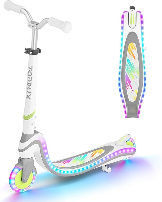 Scooter for Kids with Light-Up Wheels & Deck, Adjustable Heights 2 Wheel Kick Scooters for Kids 5-7, Toddler Scooters with 4 Lighting Mode Deck