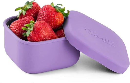 OmieBox Silicone Leakproof Snack Containers To Go, Food Storage Containers with Lid, School Lunch Bento Container - BPA Free, Airtight, Dishwasher and Freezer Safe, Oven Safe - 9.4 ounces (Purple)
