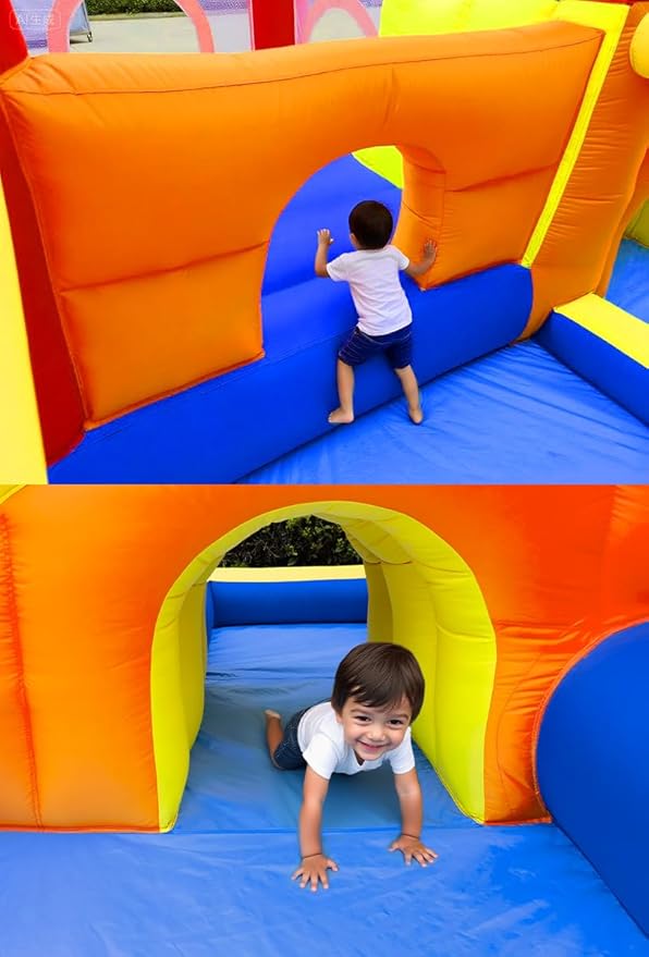 Bounce House, Inflatable Bounce House for Kids 3-10, Kids Bounce House with Long Slide, Ball Pit/Pool, Obstacles, Tunnel, Climbing Wall, Bouncy House Indoor & Outdoor Toddler Bouncy Fun