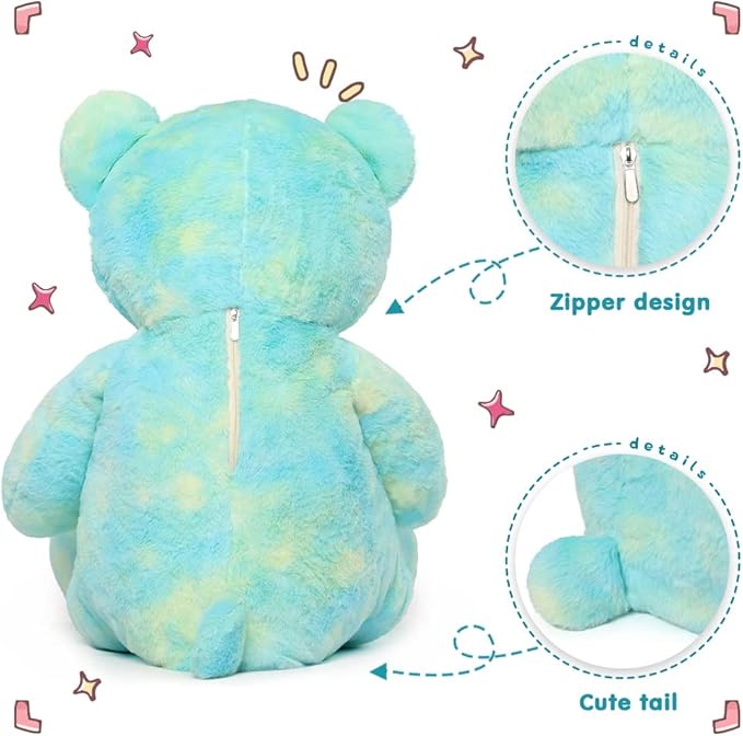 Tezituor Big Blue Teddy Bear Stuffed Animal,40 inch Giant Bear Plush Toys for Adult & Kids Boys Girls,Rainbow Jumbo Bears Plushie Gifts for Baby Shower Party,Valentine,Christmas,Birthday