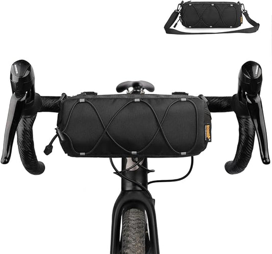 Bike Handlebar Bag Front Bike Bag 2.4Lbicycle handlebar bag with Shoulder Strap for Folding Road Mountain Bike (Black)