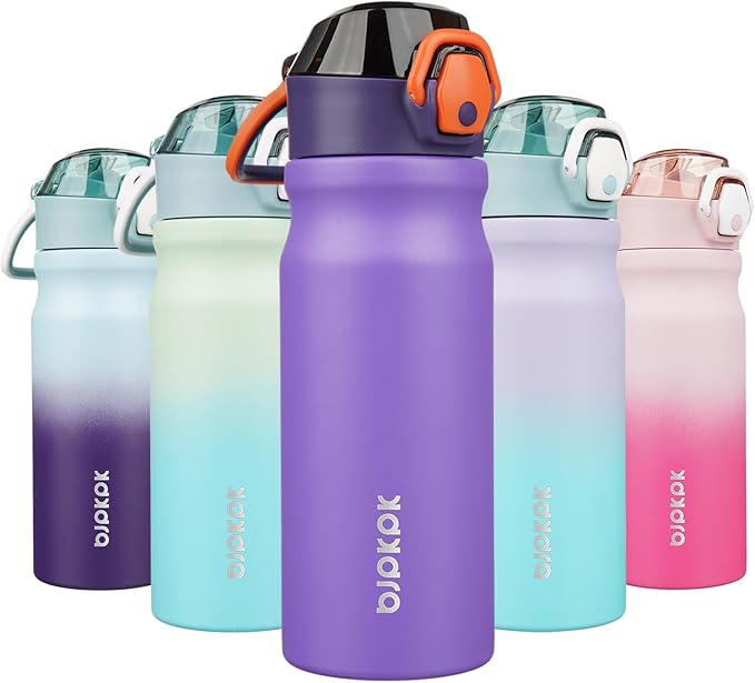 BJPKPK Stainless Steel Insulated Water Bottle with Straw Lid 18oz Reusable Metal Thermal Flask Bottles Keep Cold and Hot,Purple