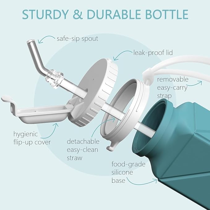 Collapsible Water Bottles 20.6oz 2 Pack, Silicone Foldable Portable Water Bottle, Lightweight Reusable Leakproof for Travel Camping Hiking Cycling Yoga Sports Outdoor (Blue+DarkBlue)