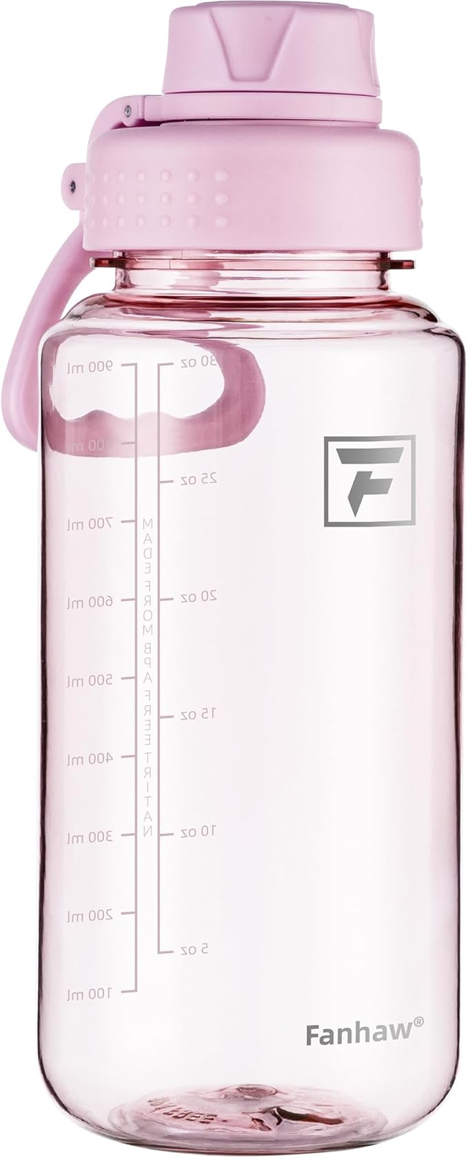 Fanhaw 32 oz Clear Water Bottle with Fast-Flow Spout Lid, BPA-Free Tritan, Wide Mouth, Leakproof, Reusable Bottle for Gym, School, Office, Travel (Cherry Blossom)