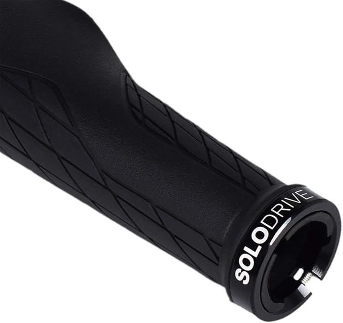 SOLODRIVE Ergonomic Design Mountain Bike Grips, Comfortable Bicycle Handlebar Grips, Single Lock-on and Non-Slip MTB Handle, Fit MTB, E-Bike, Hybrid, Scooter