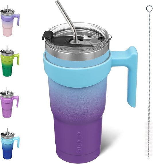 BJPKPK 20 oz Tumbler With Handle And Straw Stainless Steel Insulated Tumbler Cups With Lids,Ocean Dream