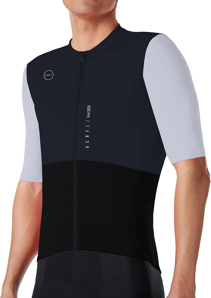 Men's Cycling Jersey Set Cycling Kit Bicycle Jersey Rear Zipper Pocket Bike Bib Shorts with Pockets Race Fit High Density Pad