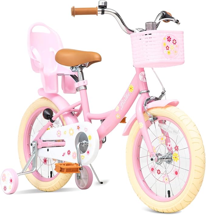 Girls Bike with Basket for Toddlers and Kids Aged 3-14 Years Old, 12 14 16 18 Inch with Training Wheels & Doll Seat, 20 Inch with Kickstand & Rear Rack, Princess Style Bicycle for Gift.