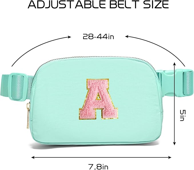Gitus Belt Bag Fanny Pack Crossbody Bags with Initial Letter Patch Cute Stuff Birthday Gifts for Teenager Girls Trendy Preppy Stuff for Teen Girls Cool Stuff for Teens (Mint Green-A)