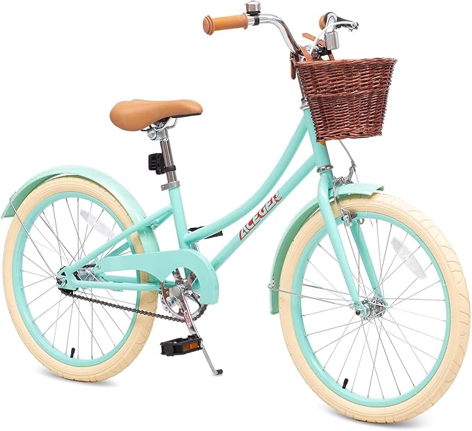 ACEGER Girls Bike with Basket, Kids Bicycle for 3-13 Years, Included Coaster Brake & Caliper Brake, 14 16 18 Inch with Training Wheels, 20 24 26 Inch with Kickstand but no Training Wheels