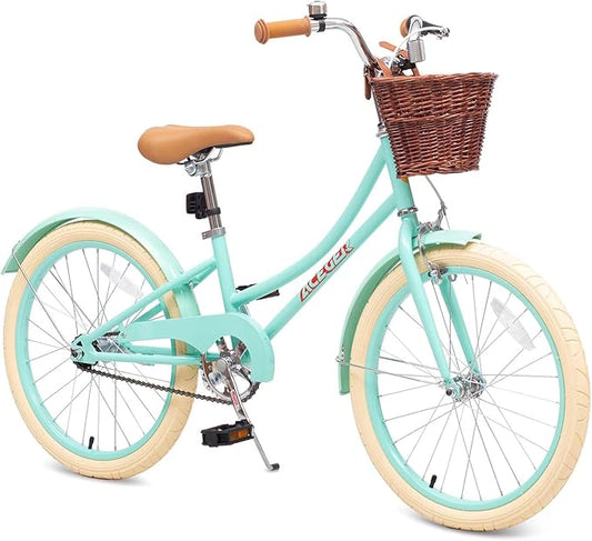 ACEGER Girls Bike with Basket, Kids Bicycle for 3-13 Years, Included Coaster Brake & Caliper Brake, 14 16 18 Inch with Training Wheels, 20 24 26 Inch with Kickstand but no Training Wheels