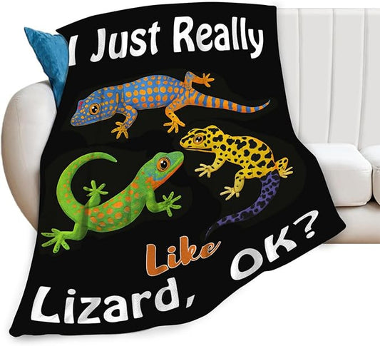 Lizard Blanket Gifts for Girls Boys Reptiles Lovers Throw Blankets Cozy Plush Fleece Lizards Decor Flannel Fuzzy for Kids Women Men 60"X50"