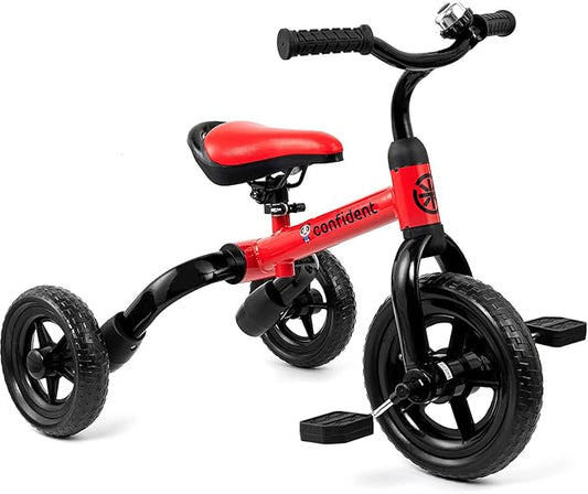 XPIY Tricycle for Toddlers Age 2-5 Years Old, 3 in 1 Folding Toddler Bike for Boys and Girls, Kids' Bike Trike with Detachable Pedal and Adjustable Seat (RED)