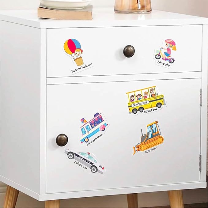 RUSON Reusable Sticker Book for Kids, 2 Sets Educational Learning Toys Travel Stickers Activity Books for Toddler Girls Boys Age 3+ Birthday Gifts - Vehicle & Dinosaur