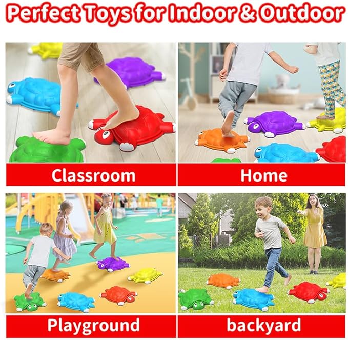 OCHIDO Stepping Stones for Kids Gifts 3 4 5 6 7+ Year Old,6 Pcs Turtle Balance Stepping Stones Coordination Skills Obstacle Courses Sensory Toys for Toddlers Ages 3 4 5,Outdoor/Indoor Play Kids Gift