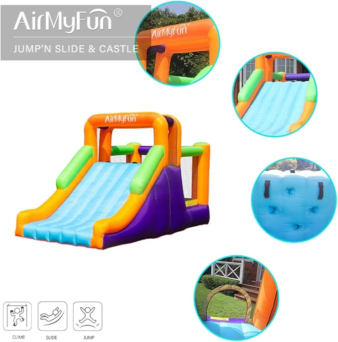 AirMyFun Bounce House with Slide Inflatable Durable Sewn Jumper Castle Bouncy House for Kids Outdoor Indoor