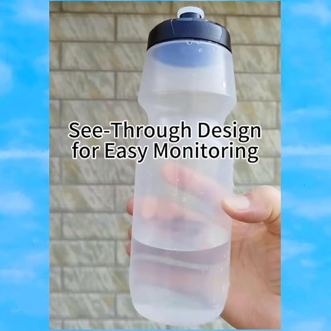 Sports Squeeze Water Bottle, 24 oz Cycling Water Bottle, BPA-Free, Leak-proof, Suitable for Cycling Gym Hiking Outdoor Hydration. (Clear) (1)
