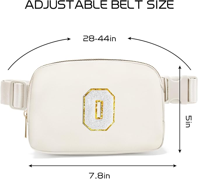 Gitus Birthday Gifts for 8 9 10 11 12 13 Year Old Girls Personalized Fanny Pack Crossbody Bags with Initial Letter Patch Belt Bag for Teen Girls Cute Trendy Stuff Travel Essentials (Ivory-O)