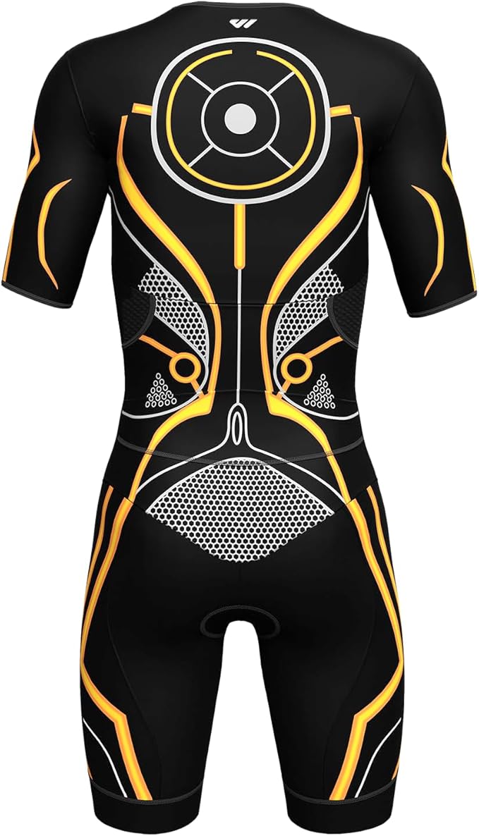 Logas Men‘s Triathlon Suit Trisuit Race Skinsuit Cycling Speed Suit Swimskin Bike Swim Run