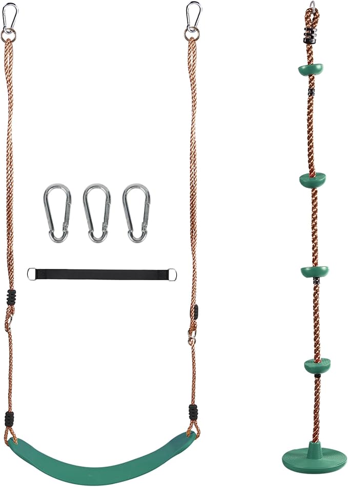 RedSwing Kids Belt Swing Seat and Plastic Climbing Rope Swing for Outside Playground, Safe Playground Swing Set Replacement for Children's Indoor and Outdoor Play, 330 Pounds Capacity - Green