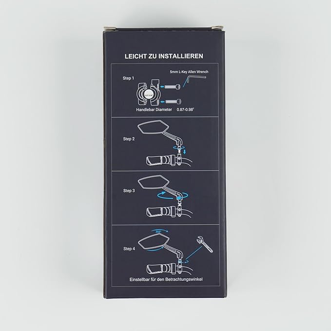 Bike Mirror Handlebar Mount 360° Adjustable, Wide Rear View Mirror Bicycle Mirrors for Handlebars with Scratch Resistant Glass, Bike Rear View Mirror for Scooter, Motorcycle, Bike Accessory Left