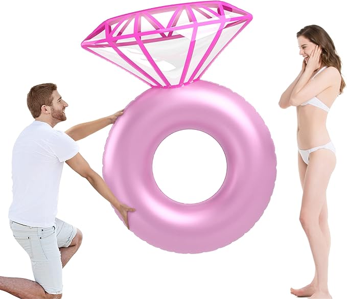 Jasonwell Inflatable Diamond Ring Pool Float - Engagement Ring Bachelorette Party Float Stagette Decorations Swimming Tube Floaty Outdoor Water Lounge Floats for Adults