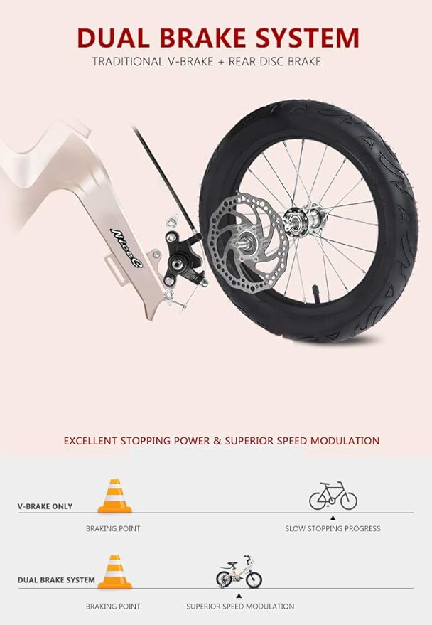 Nice C Training Wheel Bike, Kids Bike Boys Girls, BMX Mountain with Dual Disc Brake 12-14-16-18 inch