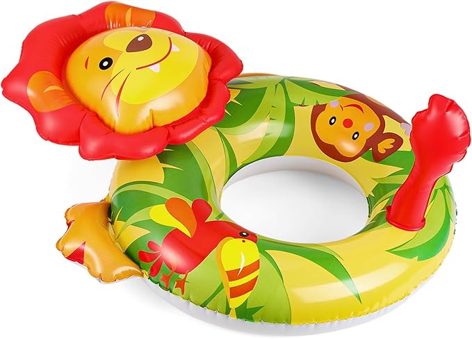 HeySplash Inflatable Swim Ring, Durable Animals Shaped Summer Pool Beach Party Swimming Float Tube, Water Fun Swimming Pool Toys for Kids Water Activities, 70cm Diameter, Yellow Lion