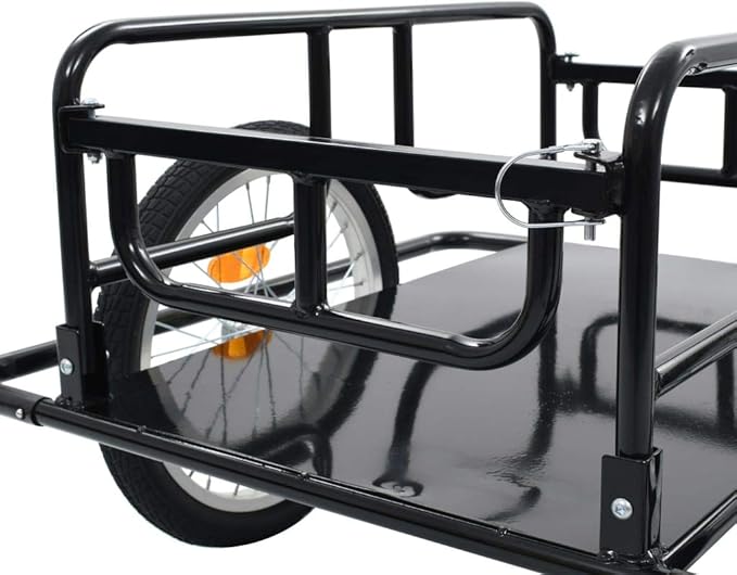 Bike Cargo Trailer, Bicycle Cart Wagon, 110.2 lb Max Load Steel Frame Heavy Duty for Carrying Stuff Luggage Plants Tools, 51.2"x28.7"x19.7" Black