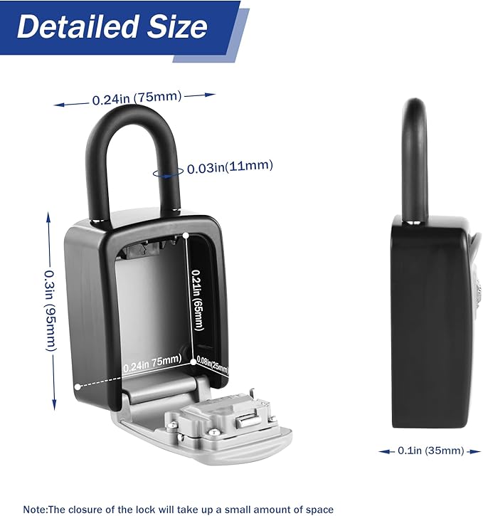 Iron Lock® Portable Key Lock Box with Removable U-Shackle Indoor Outdoor Waterproof 4 Digit Combination Resettable Code with A B Switch Key Lockbox for Outside Spare Keys for Realtors (Small, Grey)