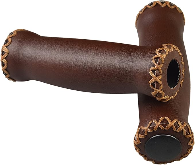 SOLODRIVE Bike Handlebar Grips, Vinyl Leather Grips, Hand-Stitched for Beach Cruiser Bike, Fits Most 22.2mm (7/8") Bicycle Handlebar