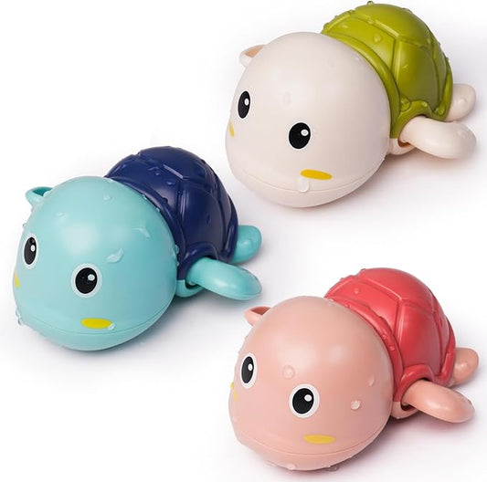 LiKee Bath Toys 3 Pack with 3 Colors | Cute Swimming Turtles Wind Up Toys for Baby Toddlers 1+ Years Old | Floating Bath & Pool Toys for Kids Age 1-3-5 | Baby Shower & Birthday Gift (Boys Girls)