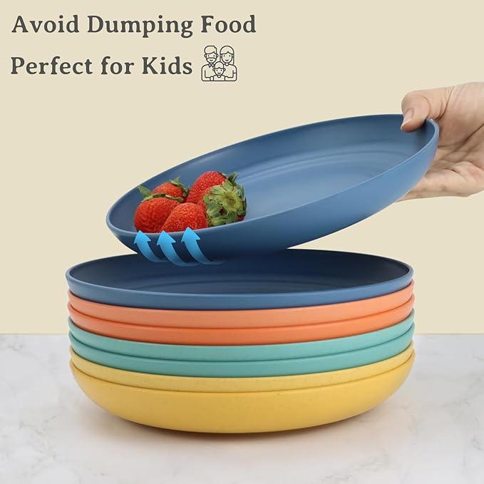 Wrova wheat straw bowls,plates,cups and cutlery sets 28 pcs - Dishwasher safe dish sets for kitchen, camping, indoors and outdoors.Green