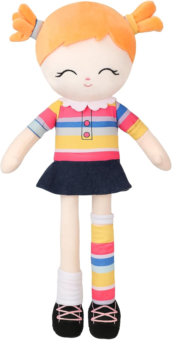 Soft Baby Doll Toys (16'') Baby Rag Doll for Girls Birthday Gift Christmas Plush Toys Gift for Toddler Kids (Orange)