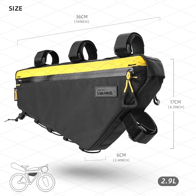 Rhinowalk Bicycle Front Frame Bag Bike Under Top Tube Triangle Bag Lightweight 1.7L Cycling Accessories Nylon Pack Pouch for Mountain Road Bike
