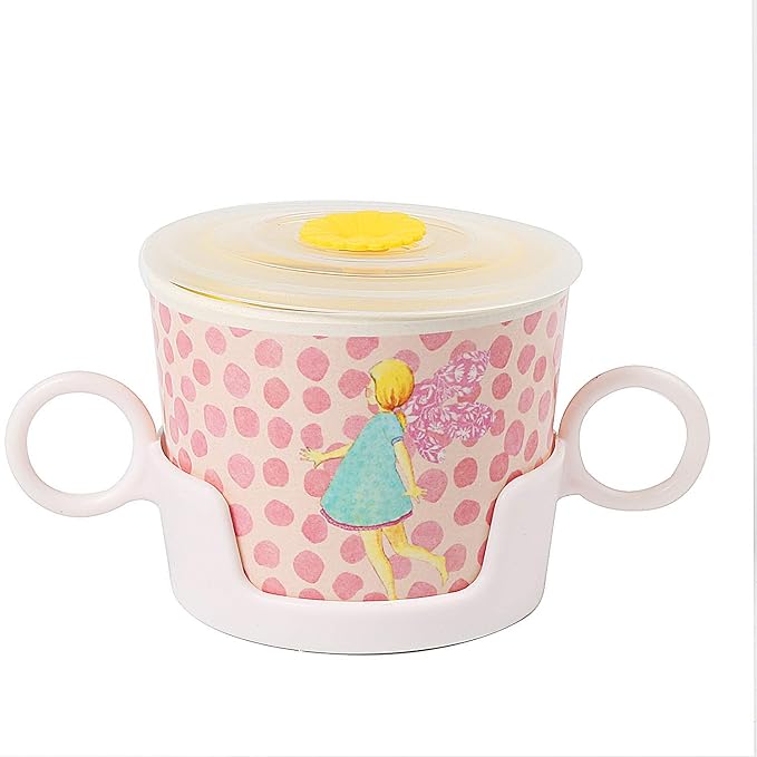 shopwithgreen 7Pcs/Set Bamboo Kids Dinnerware Set - Children Dishes - Food Plate Bowl Cup Spoon Fork Set Dishware, Cartoon Tableware, Dishwasher Safe Kids Healthy Mealtime, BPA Free