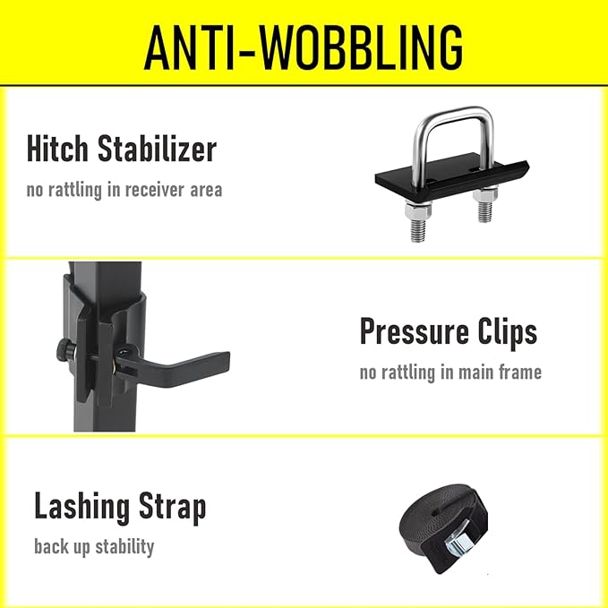 2 Inch Hitch Bike Rack for Car Hitch-Mount, Hitch Ebike Rack for Car 1 Bike, Car Bicycle Rack for SUV (All Black)