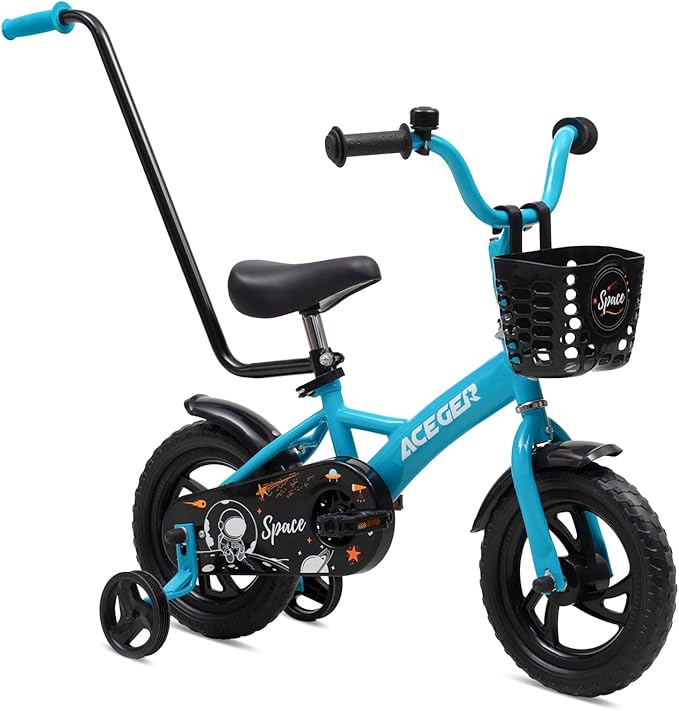ACEGER 12" Kids Balance Bike with Basket, Toddler Bicycle for Early Learning Leg Strength and Steady Balancing, Durable Frame&Tool-Free Adjustable Seat, Gift Bike for 2-5 Kids, No Brake