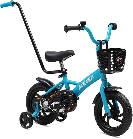 ACEGER 12" Kids Balance Bike with Basket, Toddler Bicycle for Early Learning Leg Strength and Steady Balancing, Durable Frame&Tool-Free Adjustable Seat, Gift Bike for 2-5 Kids, No Brake