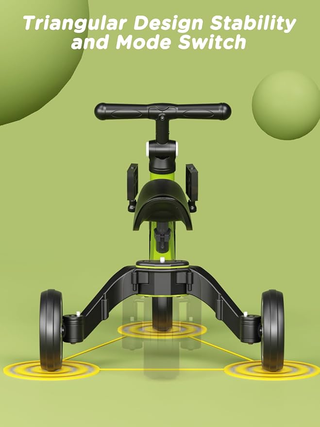 ﻿XJD 5 in 1 Toddler Bike, Tricycle for Toddlers 1-3 with Adjustable Seat Height, Removable Pedals, Ideal Balance Bike Birthday Gifts and Toys for Boys and Girls